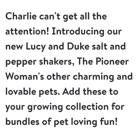 New Pioneer Woman Lucy & Duke Salt & Pepper Shakers - Picture 3 of 4